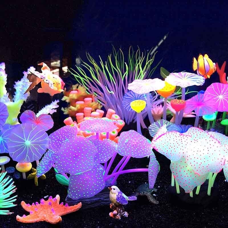 Live Plant Aquarium - ديكور حوض السمك الاصطناعي المضيء من