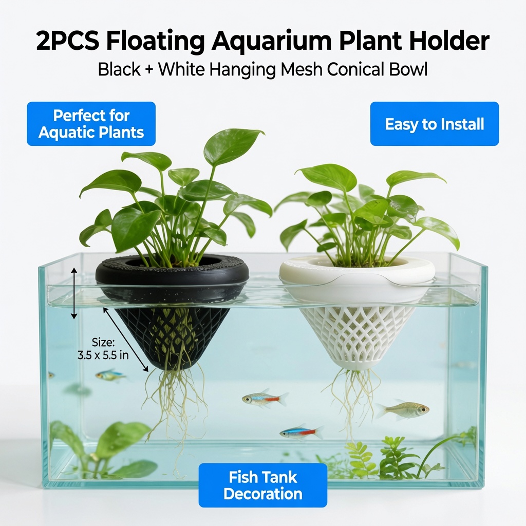قطعتان من حامل النباتات العائم - مراجعة Plant Aquarium Pot وسعره